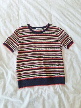 Zara navy mutipl-coloured zigzag stiped shirt